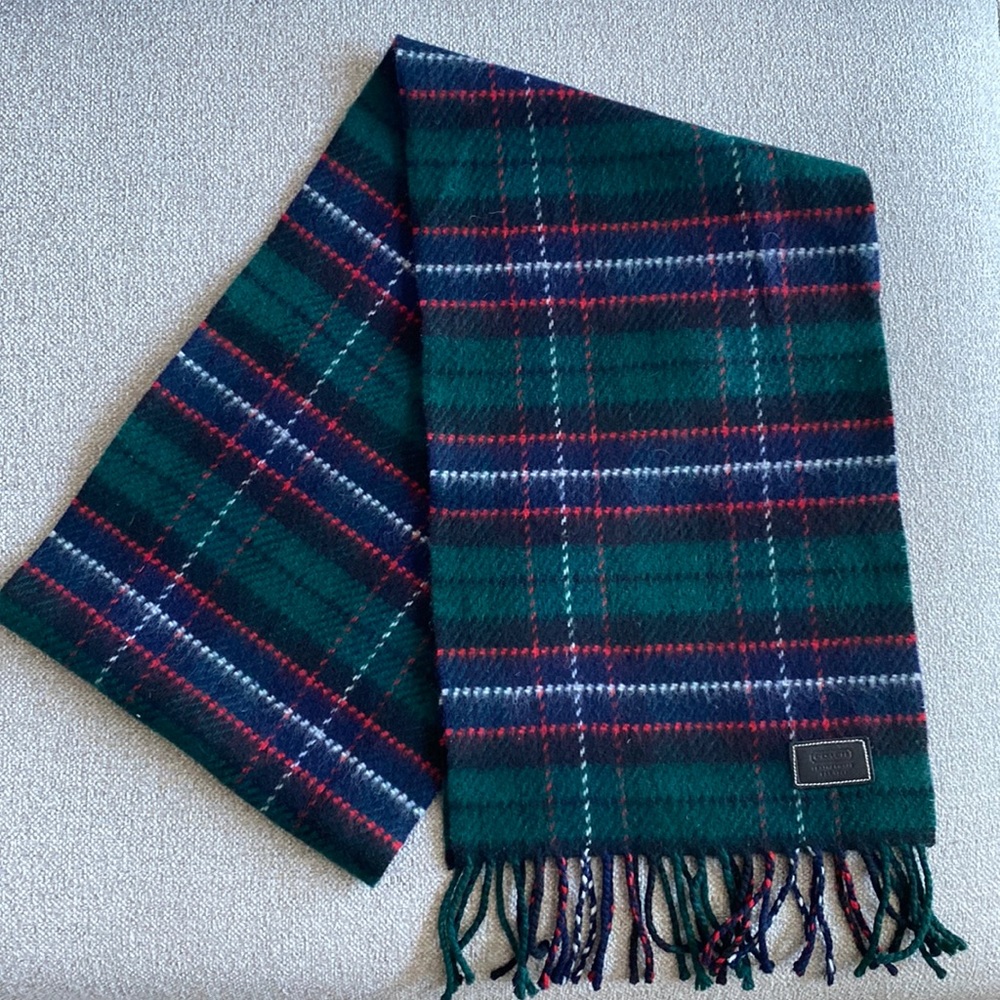 Coach wool plaid scarf